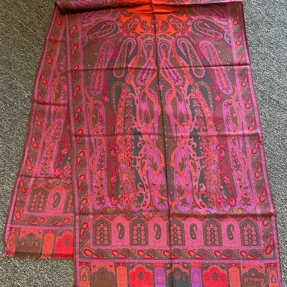 Etro Multicolor Paisley Wool Scarf